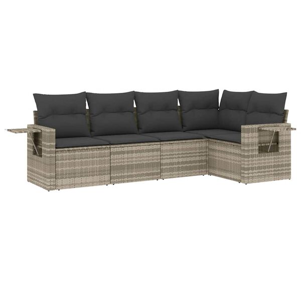 vidaXL 5-dielna z&aacute;hradn&aacute; s&uacute;prava pohoviek s vank&uacute;&scaron;mi svetlosiv&aacute;