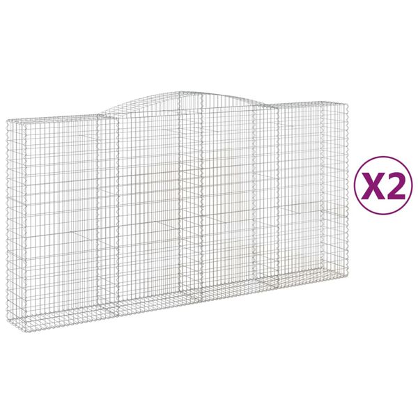 vidaXL Obl&uacute;kov&yacute; gabionov&yacute; k&ocirc;&scaron; 2 ks 400x50x200/220cm pozinkovan&eacute; železo