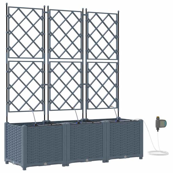 vidaXL Z&aacute;hradn&yacute; kvetin&aacute;č 3 pcs Svetlo &scaron;ed&aacute; Oceľ