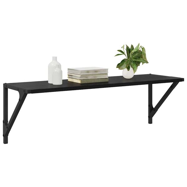 vidaXL Stenn&eacute; police s poličkou 2 pcs Čierny dub 80 x 25 x 25,5 cm