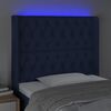 vidaXL Čelo postele s LED modr&eacute; 103x16x118/128 cm l&aacute;tka