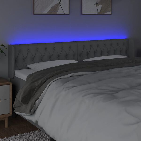 vidaXL Čelo postele s LED bledosiv&eacute; 183x16x78/88 cm l&aacute;tka