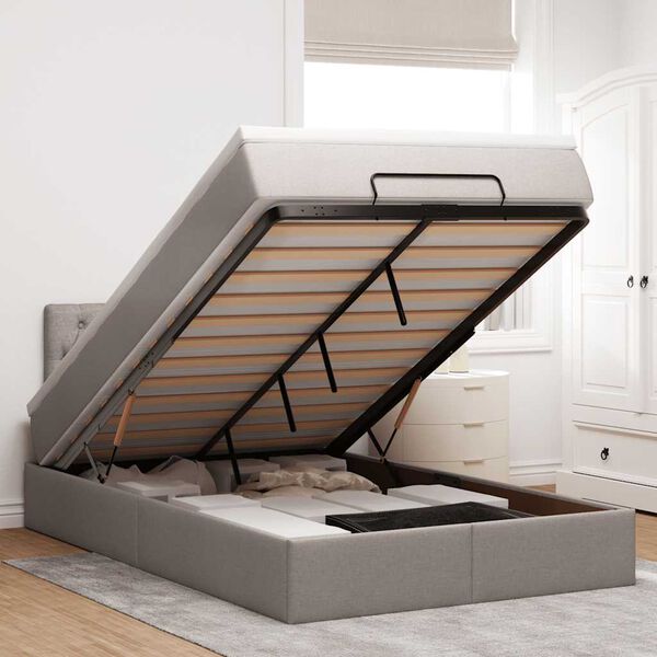 VidaXL Osmansk&aacute; posteľ s matracom a LED di&oacute;dami Taupe 120x200 cm L&aacute;tka