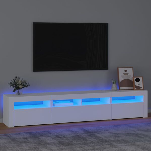 vidaXL TV skrinka s LED svetlami biela 210x35x40 cm