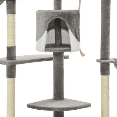 vidaXL Škrabadlo pre mačky so sisalovými stĺpikmi, 203 cm, sivé a biele