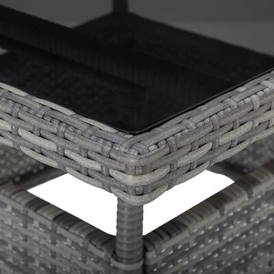 vidaXL Vonkajší jedálenský stôl sivý polyratan a sklo