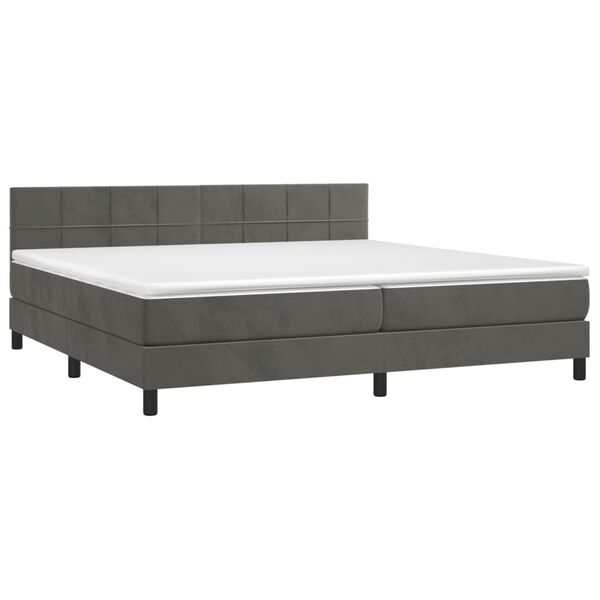 vidaXL Posteľn&yacute; r&aacute;m boxspring s matracom tmavosiv&yacute; 200x200 cm zamat