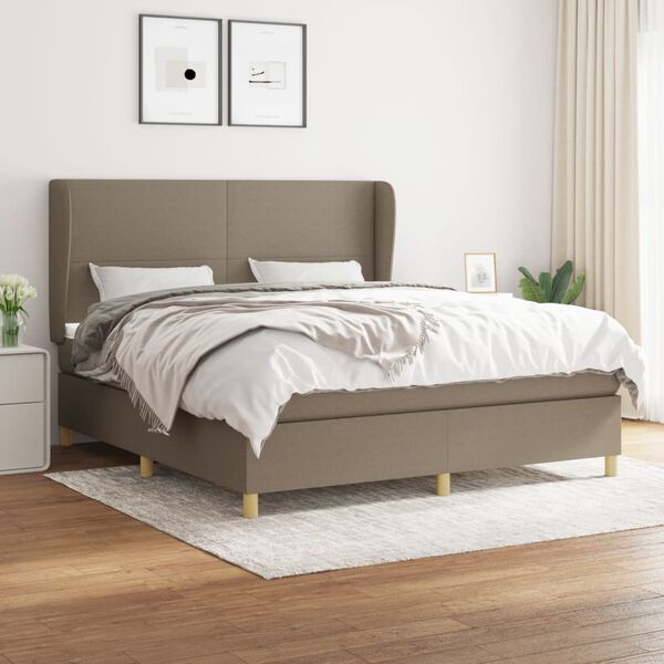 vidaXL Posteľn&yacute; r&aacute;m boxspring s matracom sivohned 180x200 cm l&aacute;tka