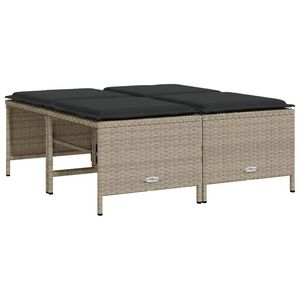 vidaXL Z&aacute;hradn&eacute; taburetky s vank&uacute;&scaron;mi 4 ks svetlosiv&eacute; polyratan