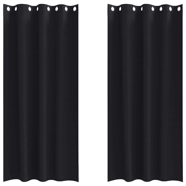 vidaXL Z&aacute;clony na zatemnenie s kr&uacute;žkami 2 pcs Čierna 225 x 140 cm
