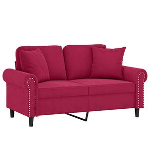 vidaXL 2-miestna pohovka s vank&uacute;&scaron;mi v&iacute;novočerven&aacute; 120 cm zamat
