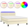 vidaXL Boxspring posteľ s matracom a LED kr&eacute;mov&aacute; 140x190 cm umel&aacute; koža