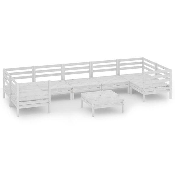 vidaXL 8-dielna z&aacute;hradn&aacute; sedacia s&uacute;prava biela borovicov&yacute; mas&iacute;v