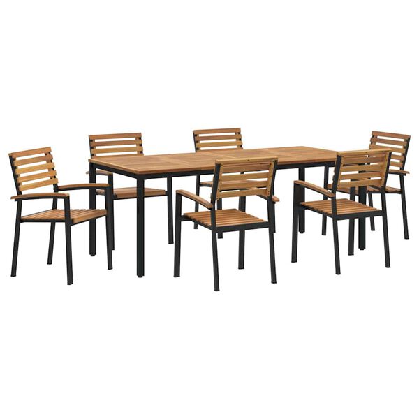 vidaXL Z&aacute;hradn&yacute; jed&aacute;lensk&yacute; set 7 pcs Čierna a hned&aacute; 200 x 90 x 75 cm