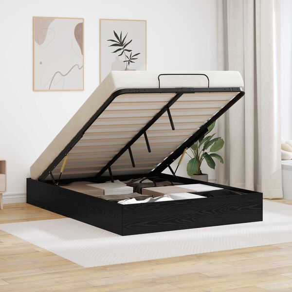 vidaXL Otomanov&yacute; posteľn&yacute; r&aacute;m s &uacute;ložiskom Čierny Dub 203 x 140 x 25 cm