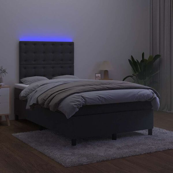 vidaXL Boxspring posteľ s matracom a LED, čierna 120x190 cm, zamat