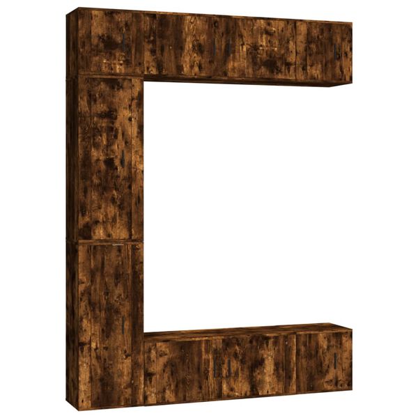 vidaXL 7-dielna s&uacute;prava TV skriniek dymov&yacute; dub spracovan&eacute; drevo