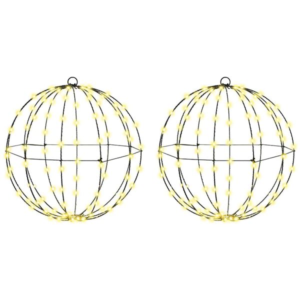 vidaXL Lopta s 192 LED-i 2 pcs Tepl&aacute; biela 40 x 40 x 43,5 cm Kov