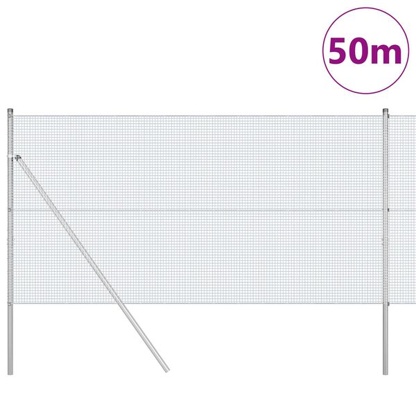 vidaXL Stĺp na plot. Strieborn&aacute; 50 x 1 m (16 x 16 mm pletivo) Oceľ