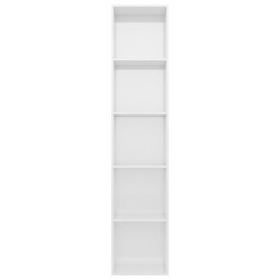 vidaXL Knižnica, lesklá biela 40x30x189 cm, kompozitné drevo
