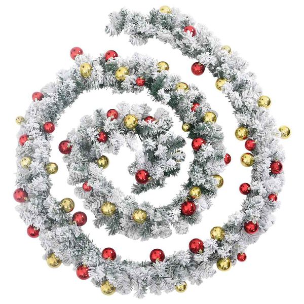 vidaXL Vianočná girlanda s ozdobami a LED svetlami zelená 20 m PVC