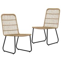 vidaXL Záhradné stoličky 2 ks, polyratan, dubová farba