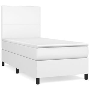 vidaXL Boxspring posteľ s matracom biela 90x200 cm umel&aacute; koža