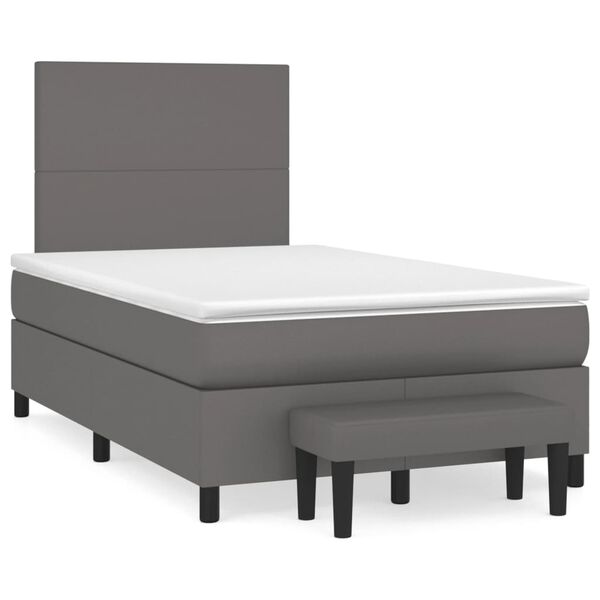 vidaXL Boxspring posteľ s matracom siv&aacute; 120x190 cm umel&aacute; koža
