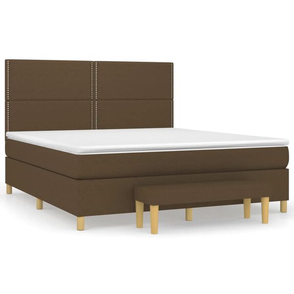 vidaXL Boxspring posteľ s matracom tmavohned&aacute; 180x200 cm l&aacute;tka