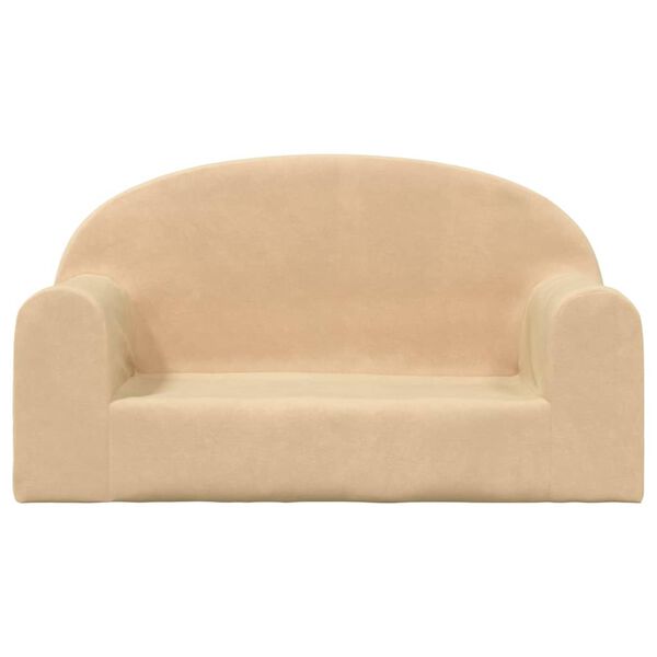 vidaXL 2-miestna detsk&aacute; pohovka kr&eacute;mov&aacute; m&auml;kk&yacute; ply&scaron;