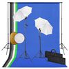 vidaXL Fotografick&eacute; vybavenie s lampami, d&aacute;ždnikmi, pozad&iacute;m a reflektorom