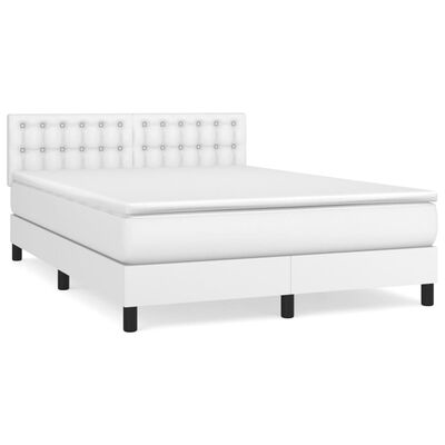 vidaXL Boxspring posteľ s matracom biela 140x200 cm umelá koža