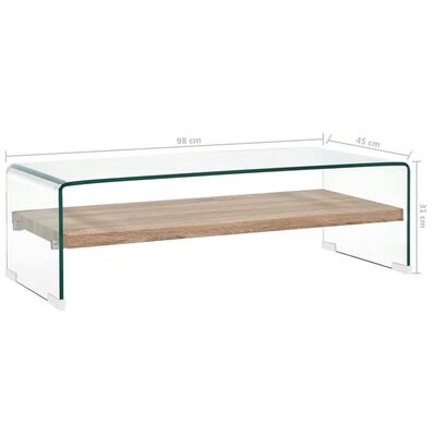 vidaXL Konferenčný stolík priehľadný 98x45x31 cm tvrdené sklo