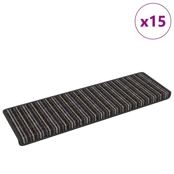 vidaXL Samolepiace schodov&eacute; rohože 15 pcs Antracit 65 x 21 x 4 cm