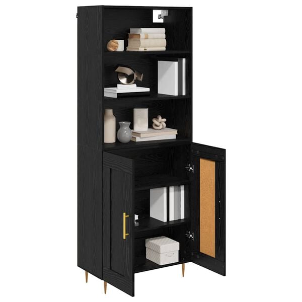 vidaXL Highboard Čierny dub 69,5 x 34 x 180 cm Kompozitn&eacute; drevo