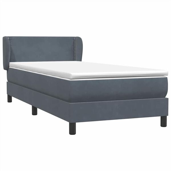 vidaXL Posteľn&yacute; r&aacute;m boxspring s matracom tmavosiv&yacute; 90x210 cm zamat