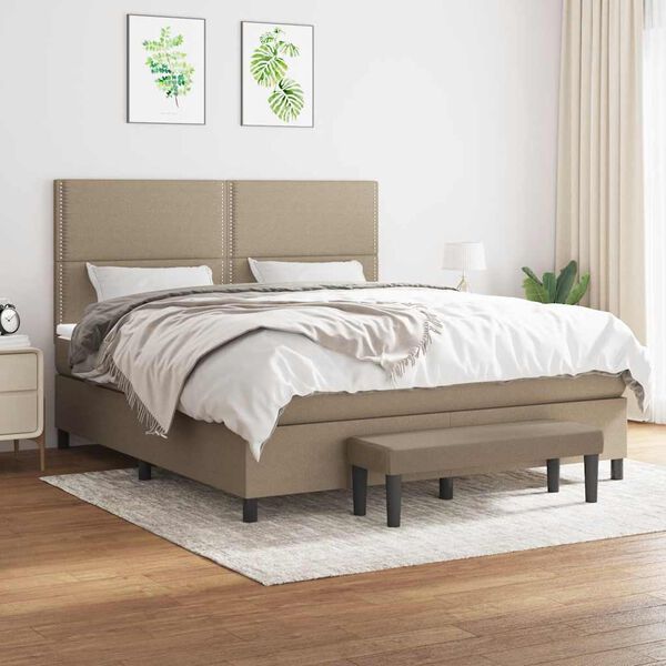 vidaXL Posteľn&yacute; r&aacute;m boxspring s matracom sivohned 180x200 cm l&aacute;tka