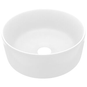 vidaXL Luxusn&eacute; um&yacute;vadlo, okr&uacute;hle, matn&eacute; biele 40x15 cm, keramika