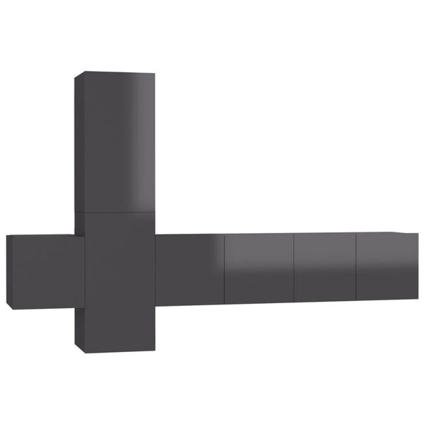 vidaXL 5-dielna súprava TV skriniek lesklá sivá drevotrieska