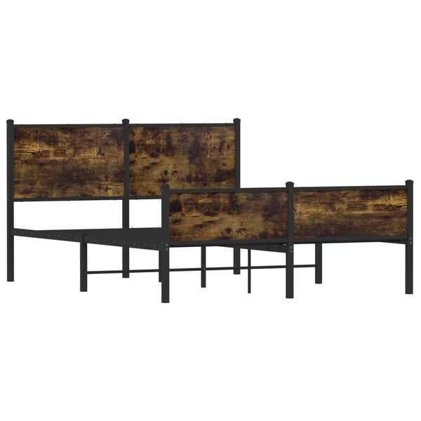 vidaXL Kovový posteľný rám bez matraca, tmavý dub 137x190 cm