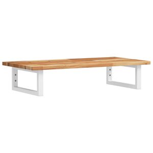 vidaXL Polica pod umývadlo nástenná oceľ a akáciový masív