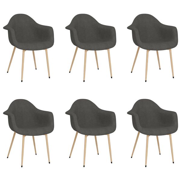 vidaXL Jed&aacute;lensk&eacute; stoličky 6 ks tmavosiv&eacute; l&aacute;tkov&eacute;