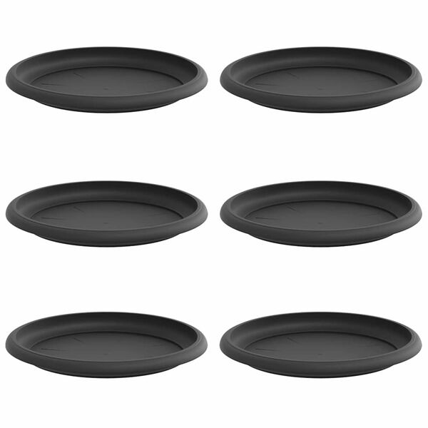 vidaXL Kruhov&yacute; kvetinov&yacute; podnos 6 pcs Čierna &Oslash; 17,5 x 2 cm Plast