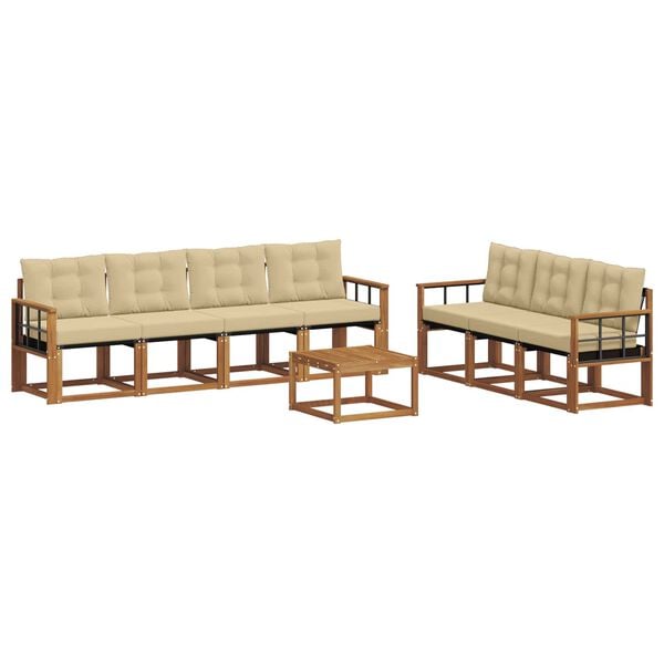 vidaXL Z&aacute;hradn&aacute; s&uacute;prava gaučov s vank&uacute;&scaron;om 8 pcs Pr&iacute;rodn&aacute; a b&eacute;žov&aacute;