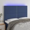 vidaXL Čelo postele s LED modr&eacute; 144x5x118/128 cm l&aacute;tka