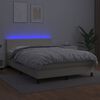 vidaXL Boxspring posteľ s matracom a LED kr&eacute;mov&aacute; 140x190 cm umel&aacute; koža