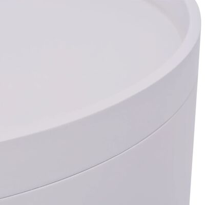 vidaXL Okrúhly konfrenčný stolík s táckou, 39,5x44,5 cm, biely