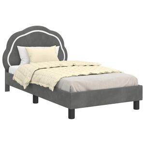 vidaXL Detsk&yacute; r&aacute;m na posteľ s čelom Tmavo &scaron;ed&aacute; 80 x 160 cm Zamat