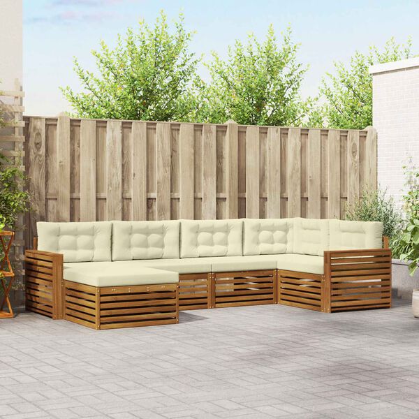 vidaXL Z&aacute;hradn&aacute; s&uacute;prava gaučov s vank&uacute;&scaron;om 6 pcs Pr&iacute;rodn&aacute; a kr&eacute;mov&aacute;