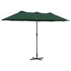 vidaXL Z&aacute;hradn&yacute; slnečn&iacute;k 370 x 197 x 239 cm Polyester a hlin&iacute;k Zelen&aacute;